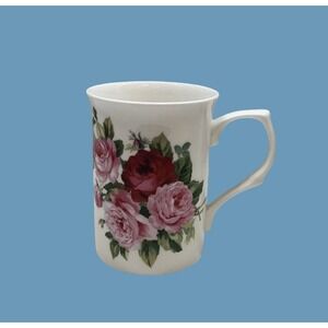 Stechcol Gracie Bone China Tea Cup Pink & Red Roses Floral Cup
